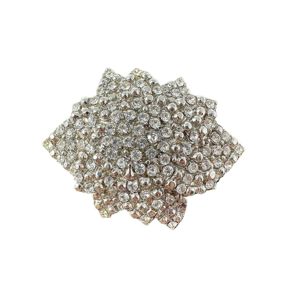 Vintage Rhinestone Encrusted Silvertone Pin Brooch